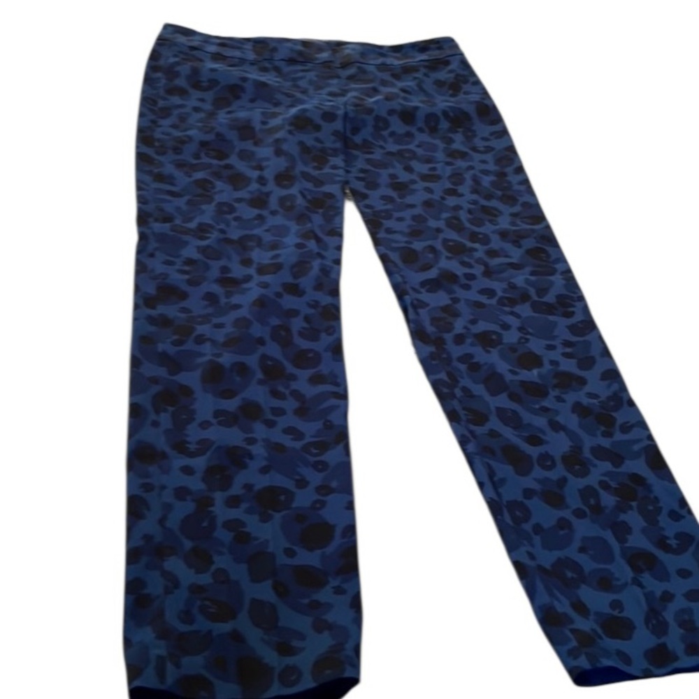 Express size 13-14 blue & black leopard print  pants silky tapered leg NWOT